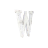16" Distressed White Wash Wooden Initial Letter W Sculpture - Homeroots