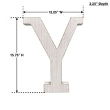 16" Distressed White Wash Wooden Initial Letter Y Sculpture - Homeroots