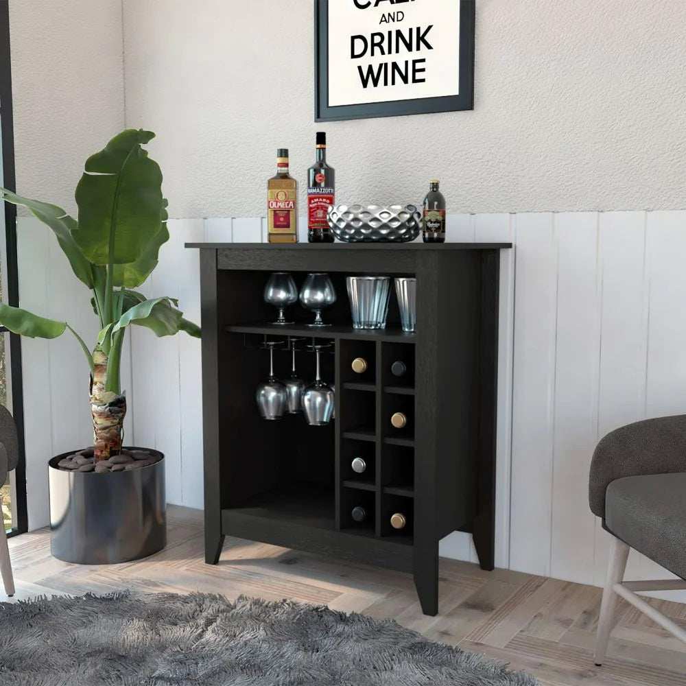Black Bar Cart With Wine Storage - Homeroots - Flyclothing LLC