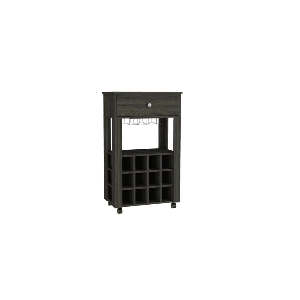 Espresso Rolling Bar Cart With Wine Storage - Homeroots - Flyclothing LLC