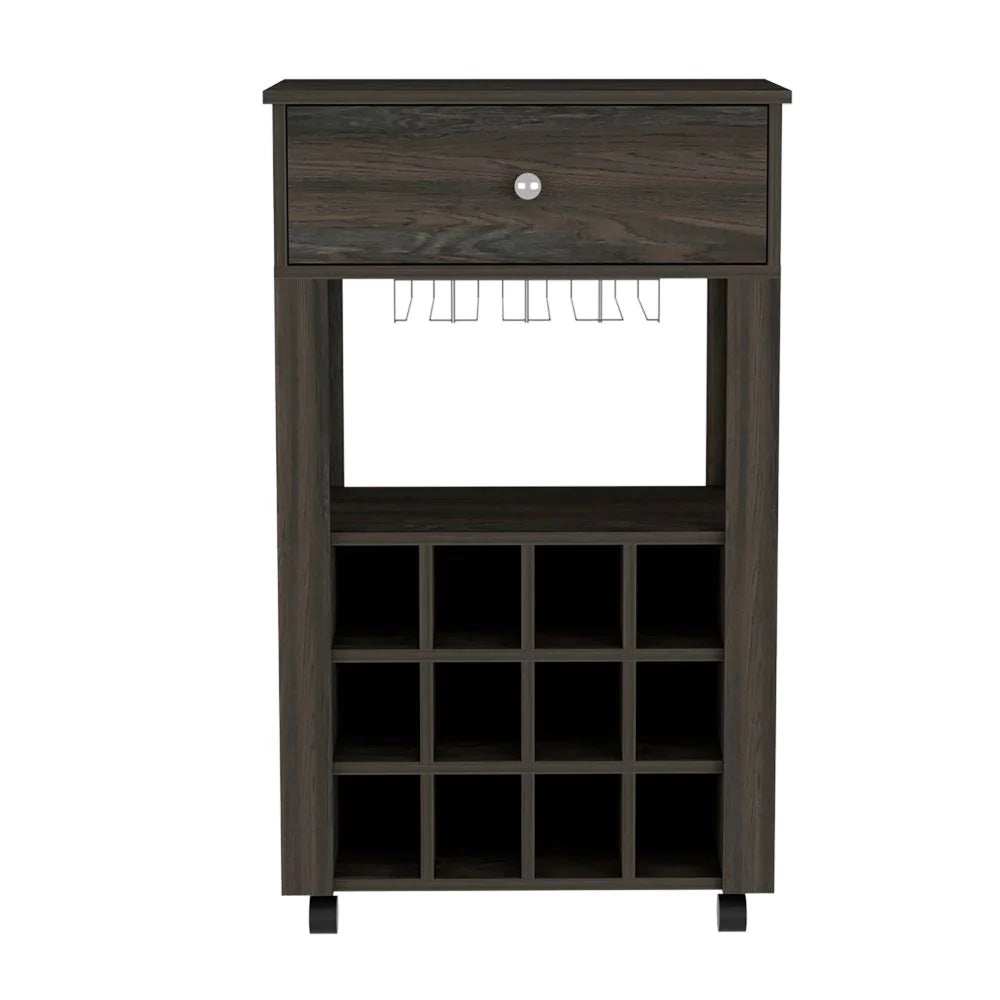 Espresso Rolling Bar Cart With Wine Storage - Homeroots - Flyclothing LLC