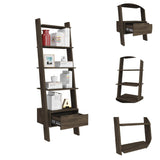 70" Brown Five Tier Ladder Bookcase with A Drawer - Homeroots - Flyclothing LLC