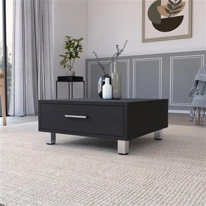 24" Black Coffee Table With Drawer - Homeroots - Flyclothing LLC