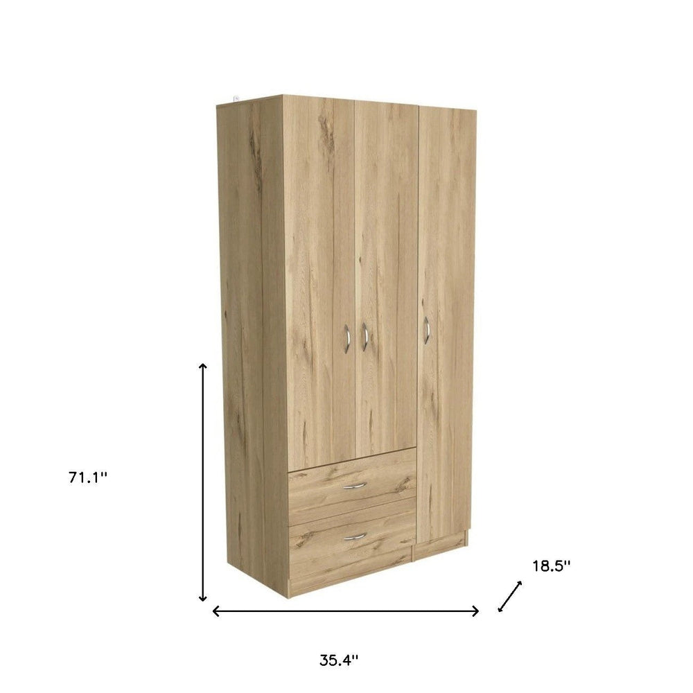 71" Light Oak Manufactured Wood Two Drawer Combo Dresser - Homeroots - Flyclothing LLC