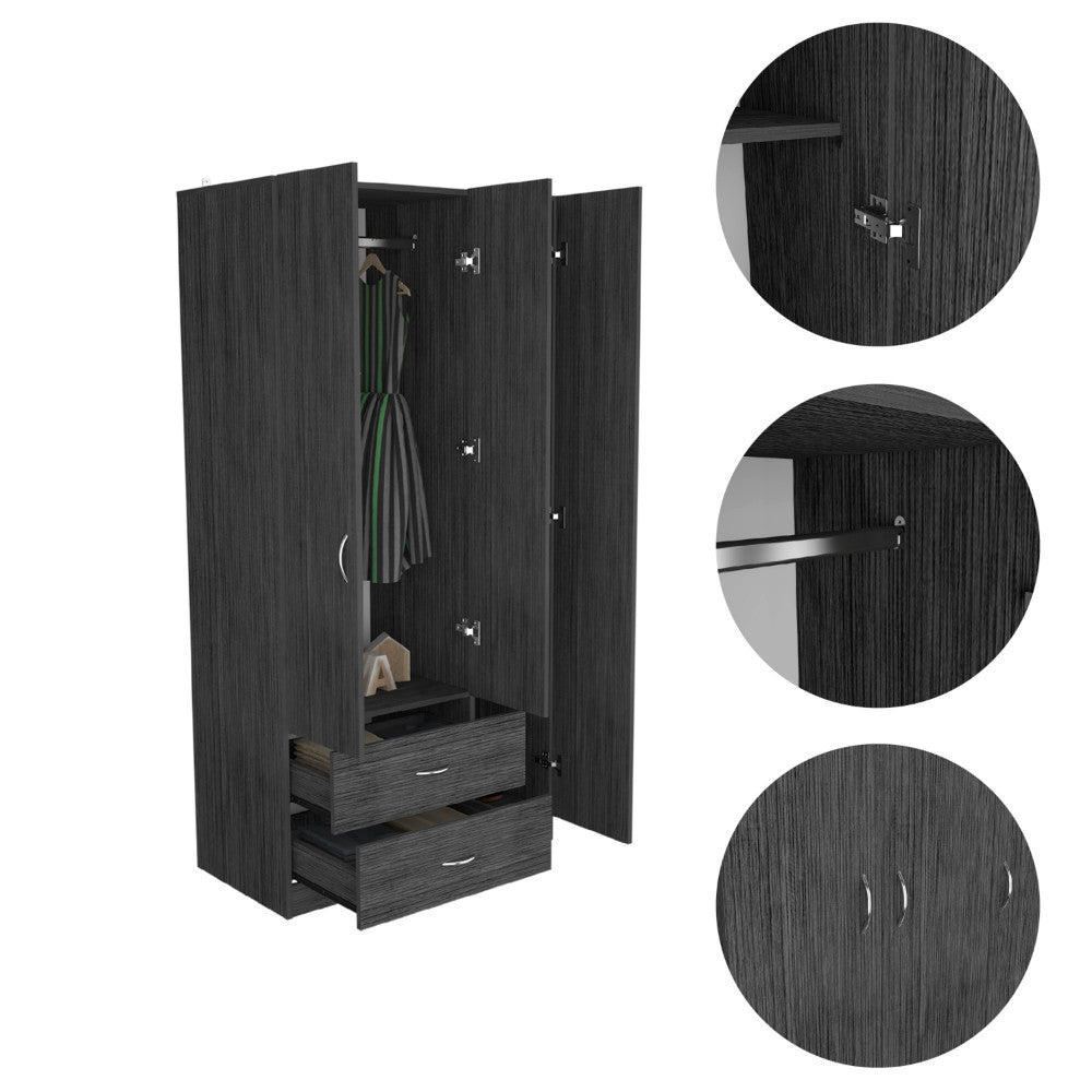 71" Gray Grainy Oak Manufactured Wood Two Drawer Combo Dresser - Homeroots - Flyclothing LLC