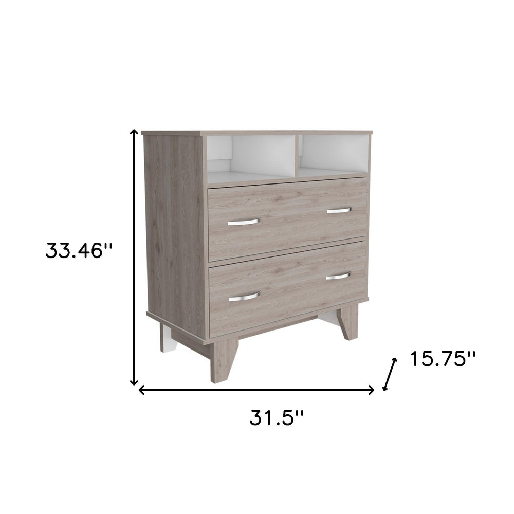 32" Light Grey Manufactured Wood Two Drawer Dresser - Homeroots - Flyclothing LLC