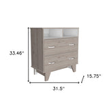 32" Light Grey Manufactured Wood Two Drawer Dresser - Homeroots - Flyclothing LLC