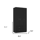 71" Black Manufactured Wood Two Drawer Combo Dresser - Homeroots - Flyclothing LLC