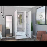 71" White Manufactured Wood Two Drawer Combo Dresser - Homeroots - Flyclothing LLC