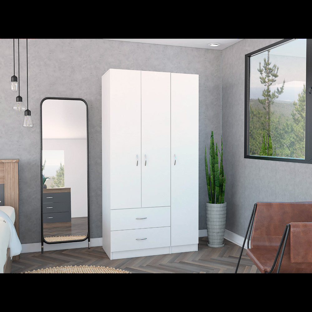 71" White Manufactured Wood Two Drawer Combo Dresser - Homeroots - Flyclothing LLC