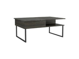 41" Gray And Onyx Metal Lift Top Coffee Table With Two Shelves - Homeroots - Flyclothing LLC