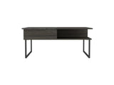 41" Gray And Onyx Metal Lift Top Coffee Table With Two Shelves - Homeroots - Flyclothing LLC