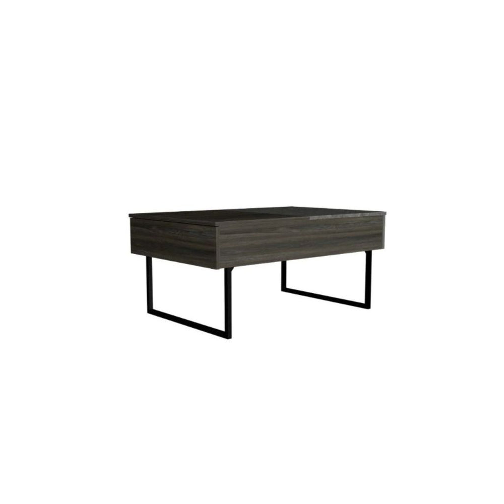 39" Espresso And Black Metal Lift Top Coffee Table With Drawer - Homeroots - Flyclothing LLC