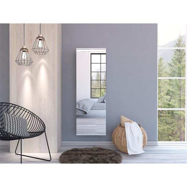 Stylish White Wall Mounted Shoe Rack with Mirror - Homeroots - Flyclothing LLC