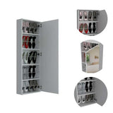Stylish White Wall Mounted Shoe Rack with Mirror - Homeroots - Flyclothing LLC