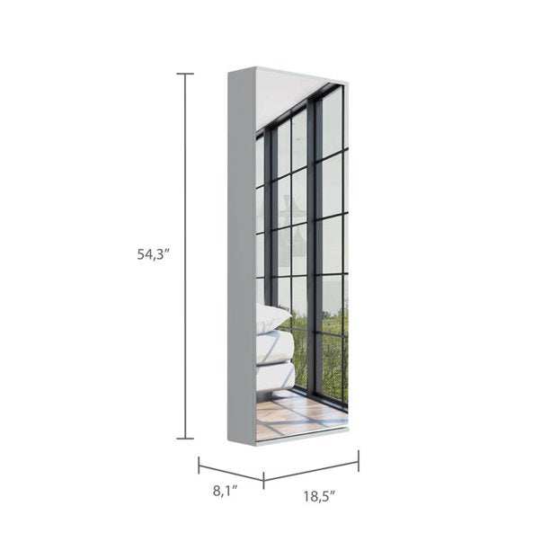 Stylish White Wall Mounted Shoe Rack with Mirror - Homeroots - Flyclothing LLC