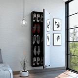 Stylish Black Wengue Wall Mounted Shoe Rack with Mirror - Homeroots - Flyclothing LLC