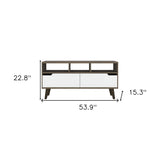 54" Brown And White Particle Board Open Shelving TV Stand - Homeroots