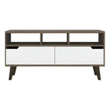 54" Brown And White Particle Board Open Shelving TV Stand - Homeroots