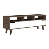 54" Brown And White Particle Board Open Shelving TV Stand - Homeroots