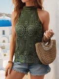Lace Tied Mock Neck Tank - Trendsi - Flyclothing LLC