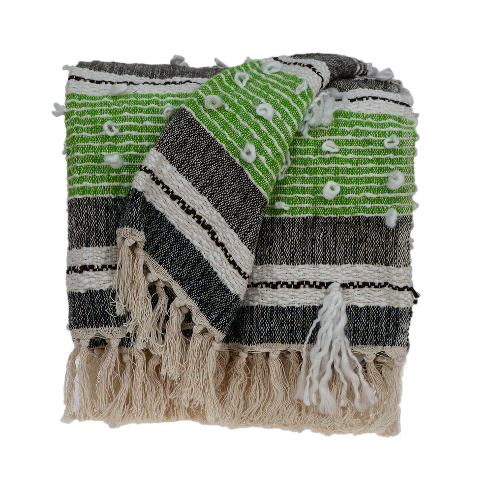 52" X 67" Beige and Black Woven Wool Throw Blanket - Homeroots - Flyclothing LLC