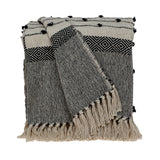 52" X 67" Beige and Black Woven Wool Throw Blanket - Homeroots - Flyclothing LLC