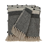52" X 67" Beige and Black Woven Wool Throw Blanket - Homeroots - Flyclothing LLC
