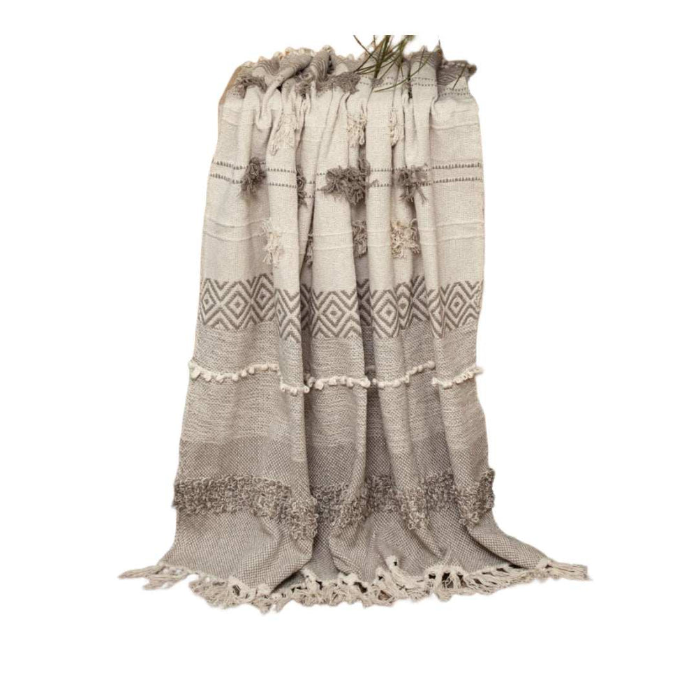 Beige Woven Wool Solid Color Reversable Throw - Homeroots - Flyclothing LLC