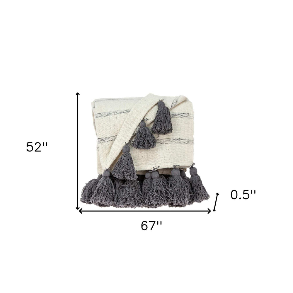 Off White Woven Cotton Solid Color Reversable Throw - Homeroots - Flyclothing LLC