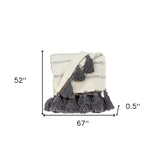 Off White Woven Cotton Solid Color Reversable Throw - Homeroots - Flyclothing LLC