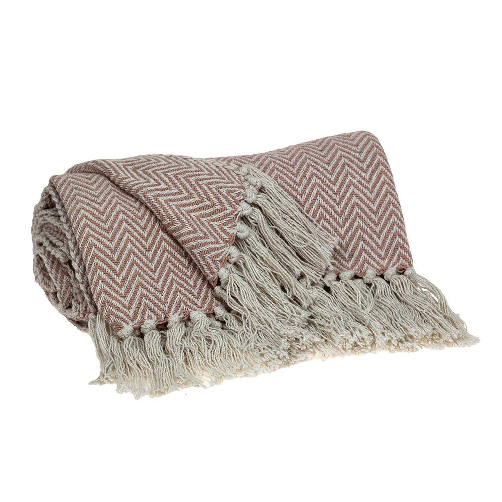 Pink Woven Cotton Solid Color Reversable Throw - Homeroots - Flyclothing LLC
