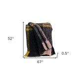 52" X 67" Yellow and Black Woven Acrylic Throw Blanket - Homeroots - Flyclothing LLC