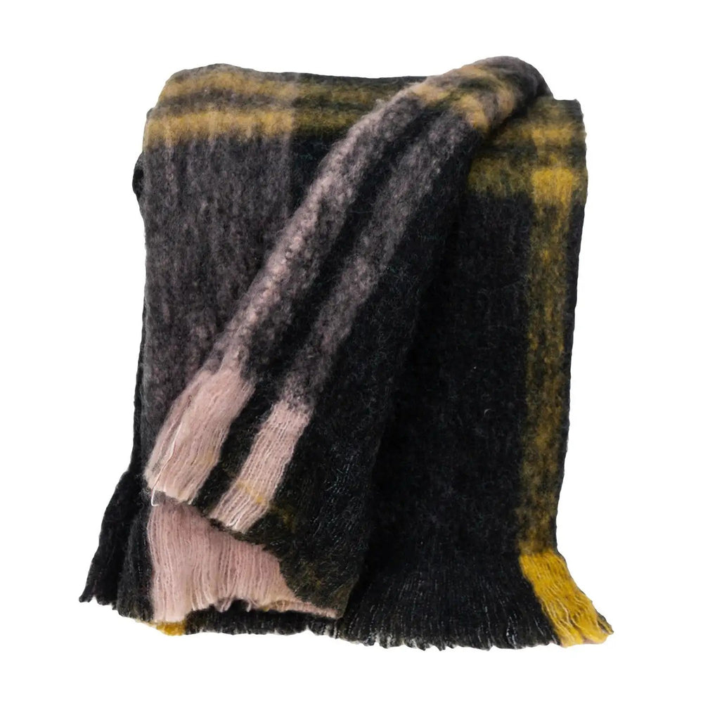 52" X 67" Yellow and Black Woven Acrylic Throw Blanket - Homeroots - Flyclothing LLC