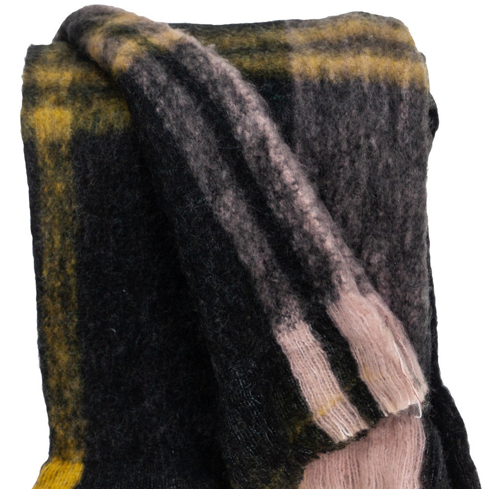 52" X 67" Yellow and Black Woven Acrylic Throw Blanket - Homeroots - Flyclothing LLC