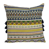 20" Green and Yellow Cotton Throw Pillow With Tassels - Homeroots - Flyclothing LLC