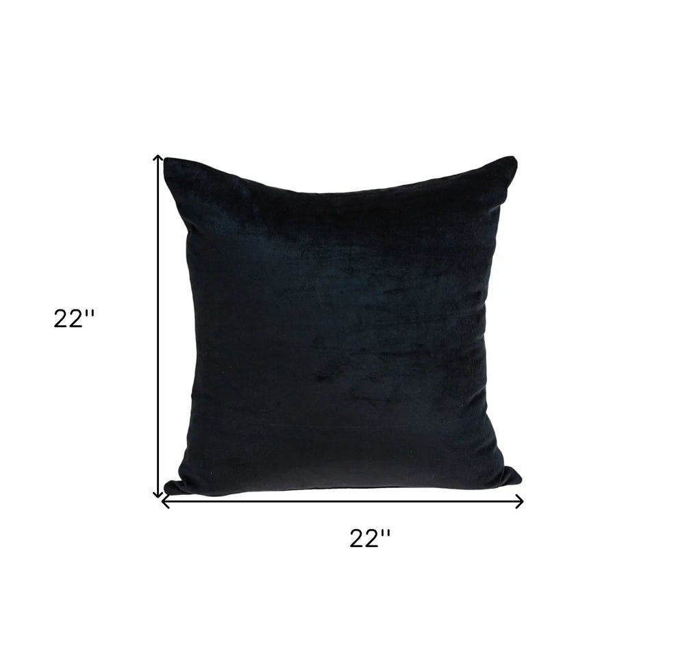 22" Black Cotton Blend Throw Pillow - Homeroots - Flyclothing LLC
