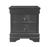 24" Gray Shagreen Two Drawer Solid Wood Nightstand - Homeroots - Flyclothing LLC