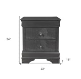 24" Gray Shagreen Two Drawer Solid Wood Nightstand - Homeroots - Flyclothing LLC