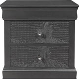 24" Gray Shagreen Two Drawer Solid Wood Nightstand - Homeroots - Flyclothing LLC