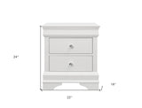 24" White Shagreen Two Drawer Solid Wood Nightstand - Homeroots - Flyclothing LLC