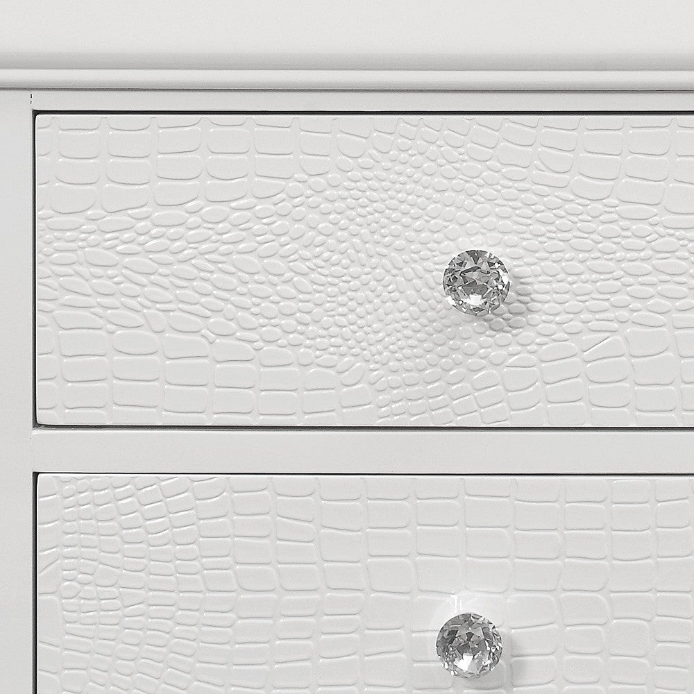 24" White Shagreen Two Drawer Solid Wood Nightstand - Homeroots - Flyclothing LLC