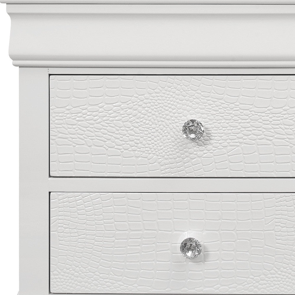 24" White Shagreen Two Drawer Solid Wood Nightstand - Homeroots - Flyclothing LLC
