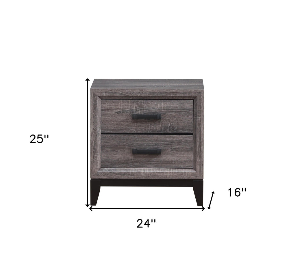 25" Gray Two Drawer Nightstand - Homeroots - Flyclothing LLC
