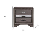 27" Gray Two Drawer Nightstand - Homeroots - Flyclothing LLC