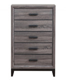 31" Grey Solid Wood Five Drawer Chest - Homeroots