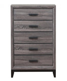 31" Grey Solid Wood Five Drawer Chest - Homeroots