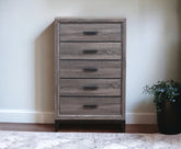 31" Grey Solid Wood Five Drawer Chest - Homeroots
