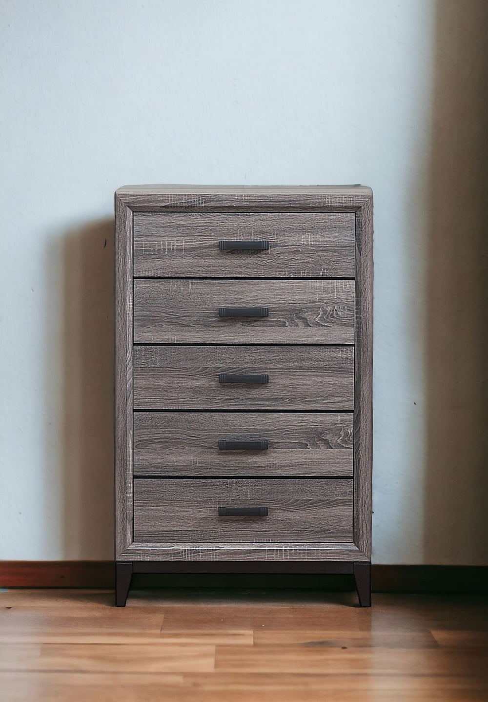 31" Grey Solid Wood Five Drawer Chest - Homeroots