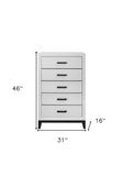 31" White Wood Five Drawer Standard Chest - Homeroots - Flyclothing LLC